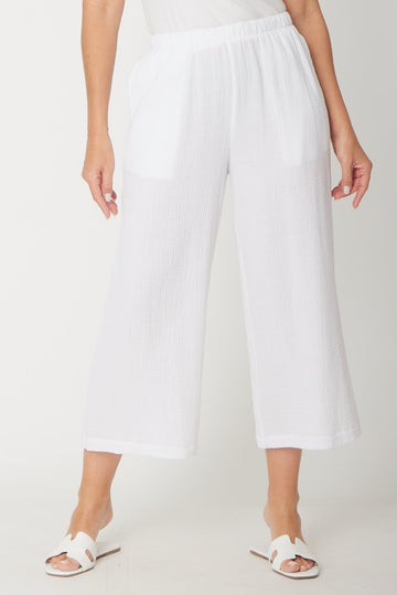 Bonded Muslin/Cheesecloth Pant -  White - 31431 - Cordelia St