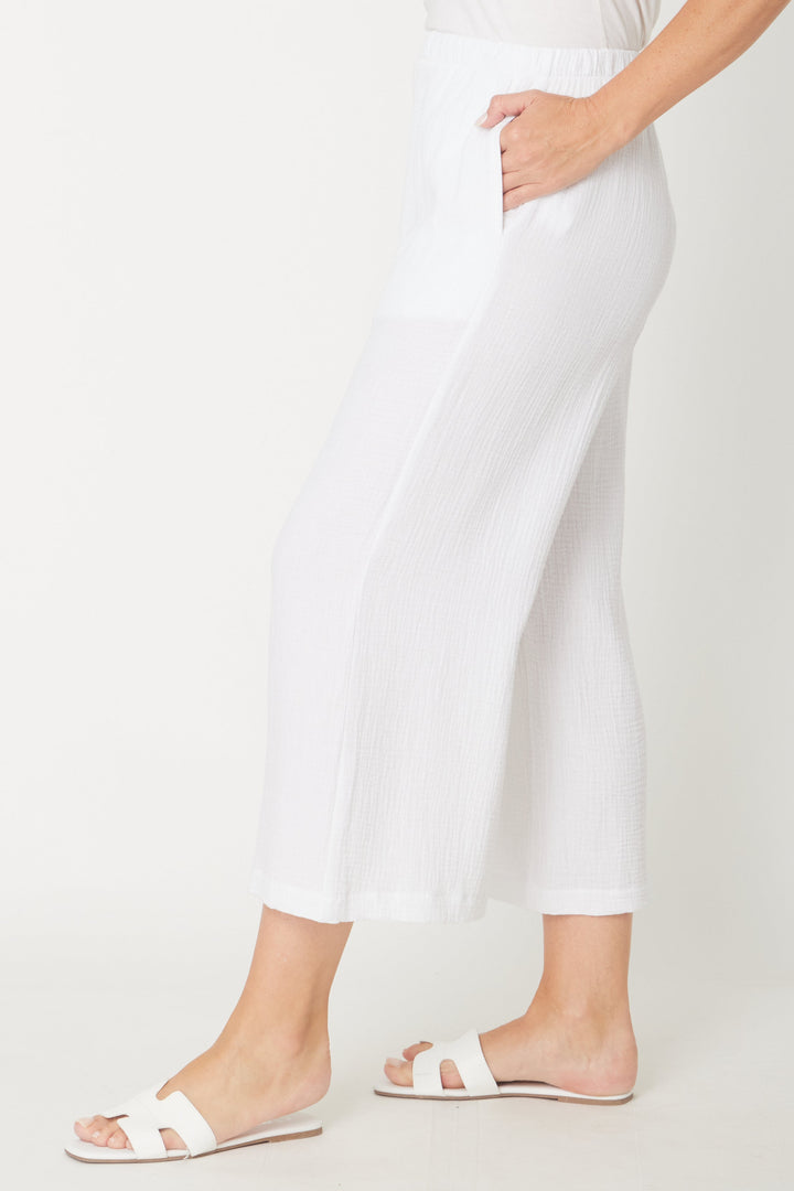 Bonded Muslin/Cheesecloth Pant -  White - 31431
