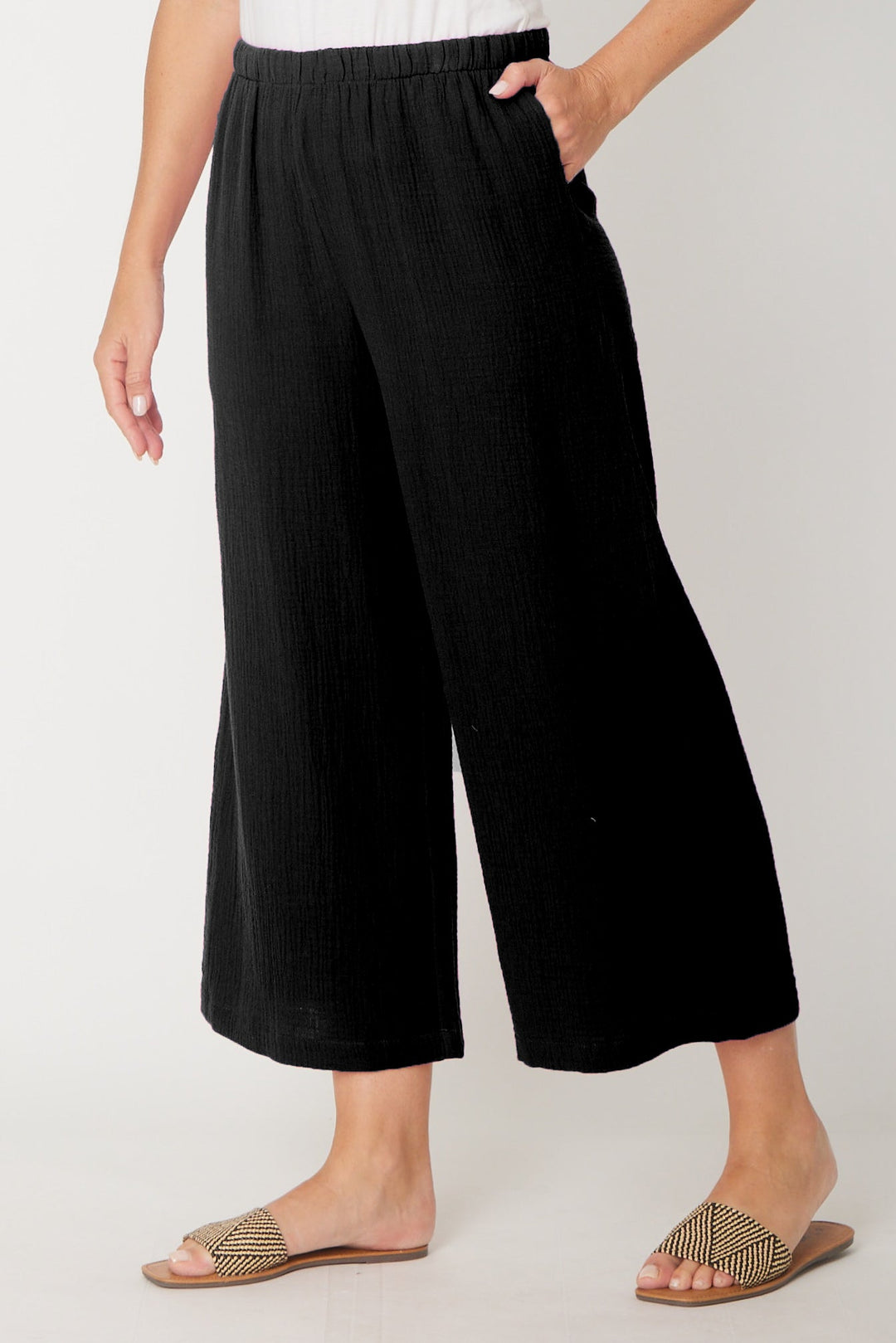 Bonded Muslin/Cheesecloth Pant -  Black - 31431