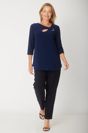 Ring Top - Navy - 31443 - Clothes for Senior & Elderly Women