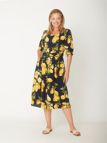 Lemon Midi Dress - Navy/Lemon - 31446 - New Arrivals