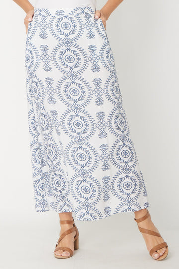 Bandana Midi Skirt - White/Navy- 31448 - Spring/Summer