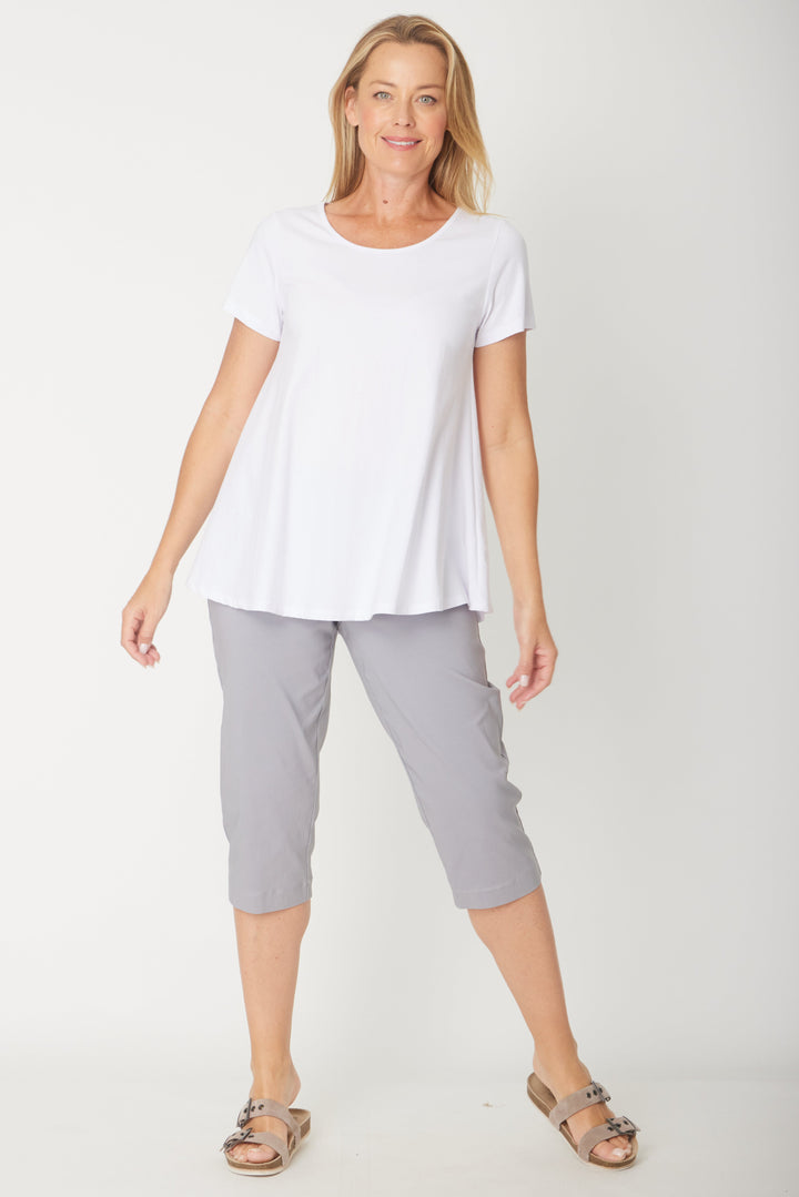 Short Sleeve Margie Swing Top- White - 31538