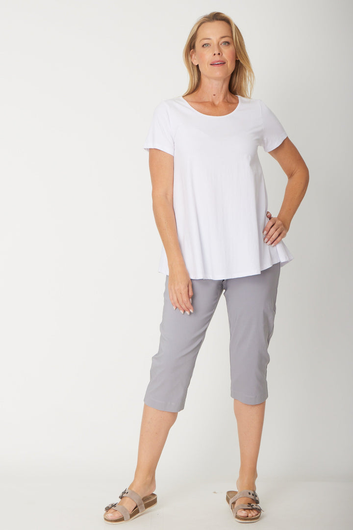 Short Sleeve Margie Swing Top- White - 31538