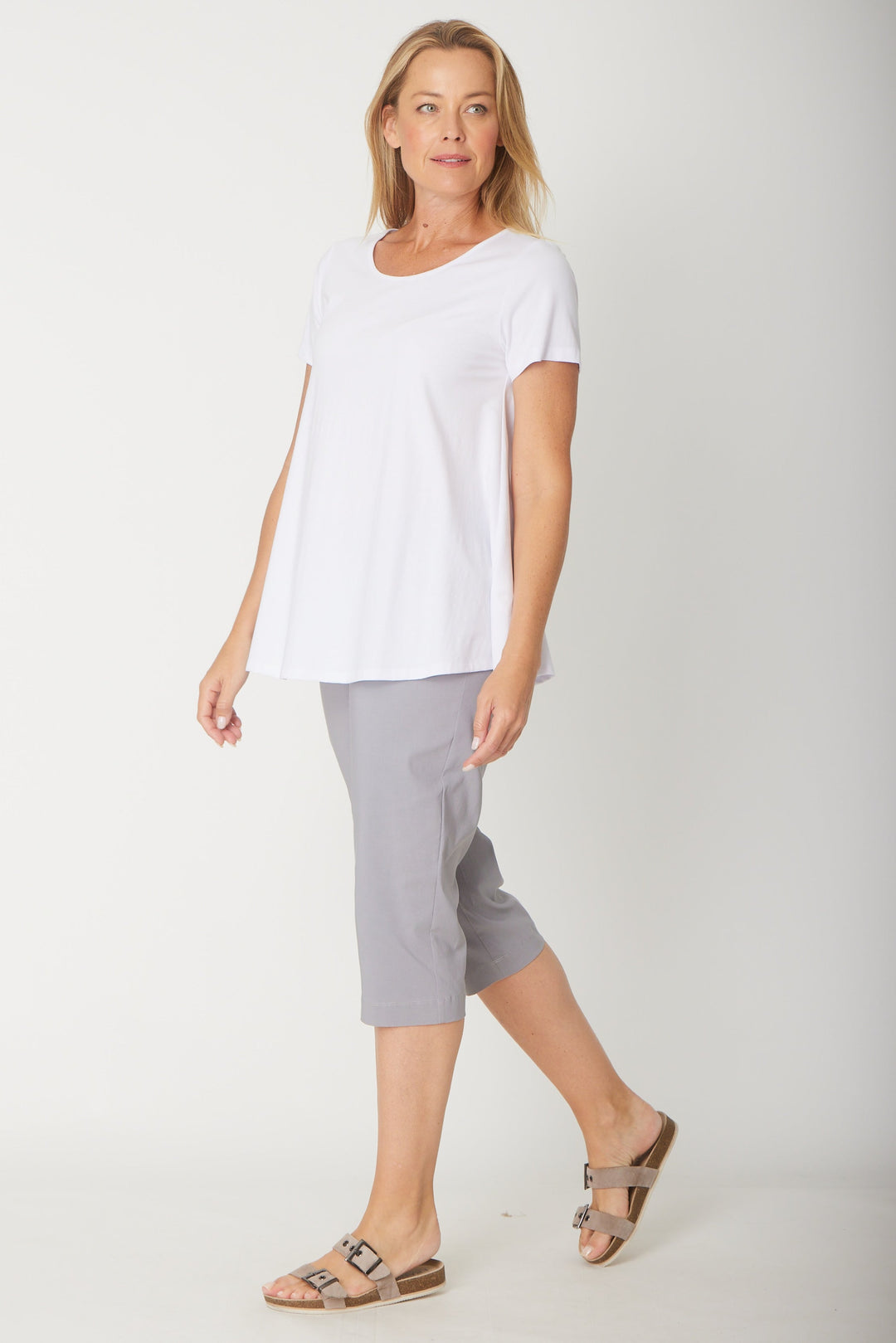 Short Sleeve Margie Swing Top- White - 31538