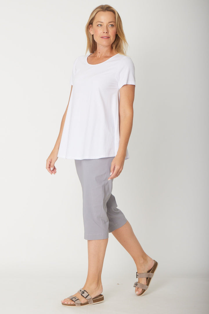 Short Sleeve Margie Swing Top- White - 31538