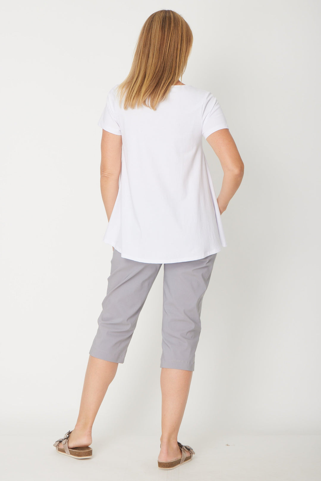 Short Sleeve Margie Swing Top- White - 31538