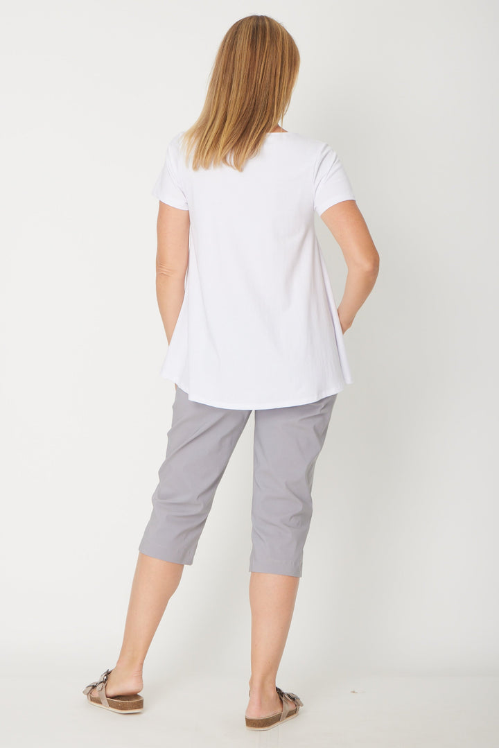 Short Sleeve Margie Swing Top- White - 31538