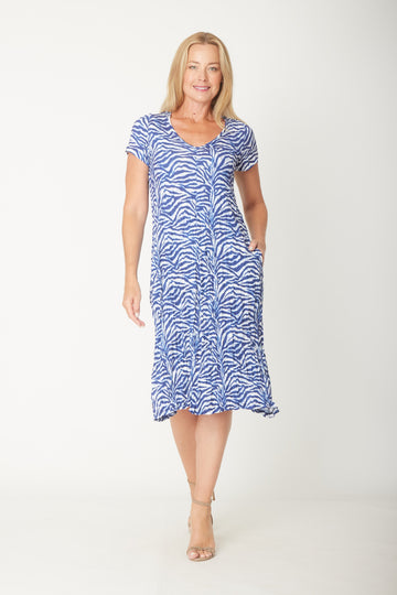 Short Sleeve Stella Dress - Navy print- 31471 - SUMMER