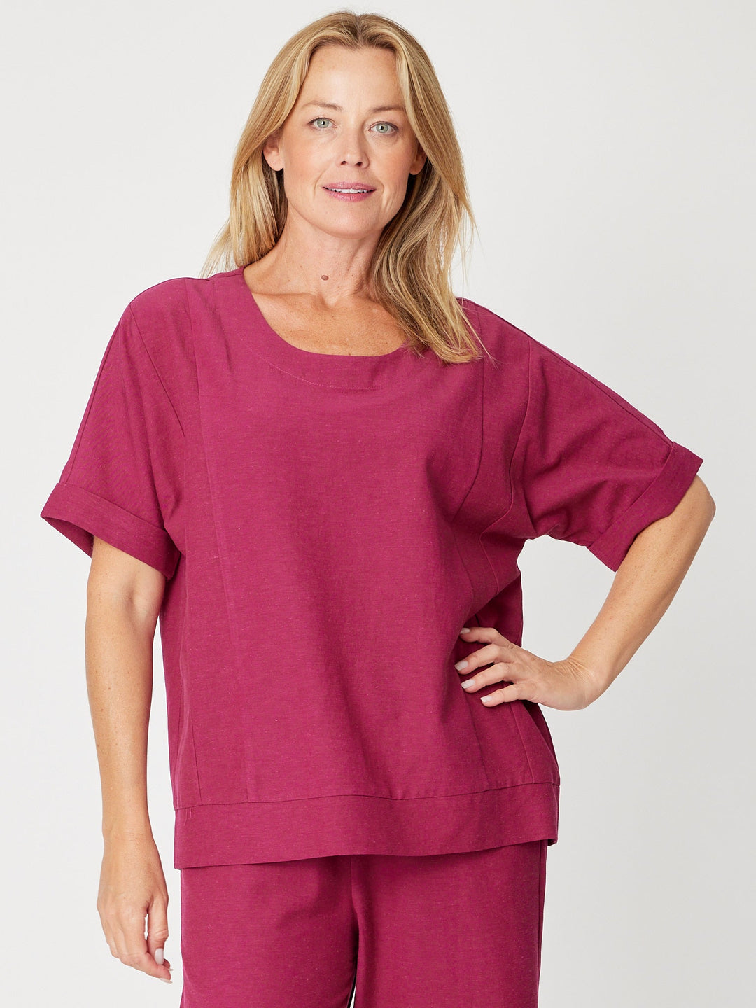 Linen Shores Top - Berry - 31476