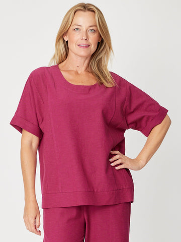 Linen Shores Top - Berry - 31476 - Modest Dressing