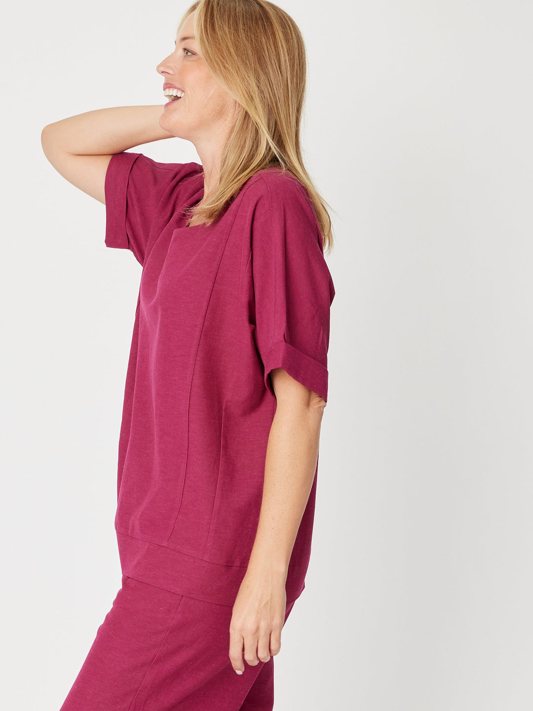 Linen Shores Top - Berry - 31476