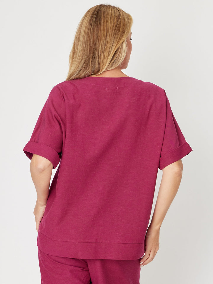 Linen Shores Top - Berry - 31476