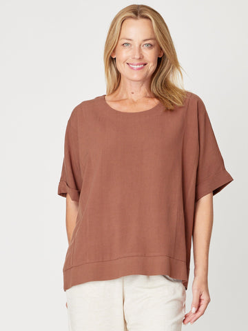 Linen Shores Top - Toffee - 31476 - Modest Dressing