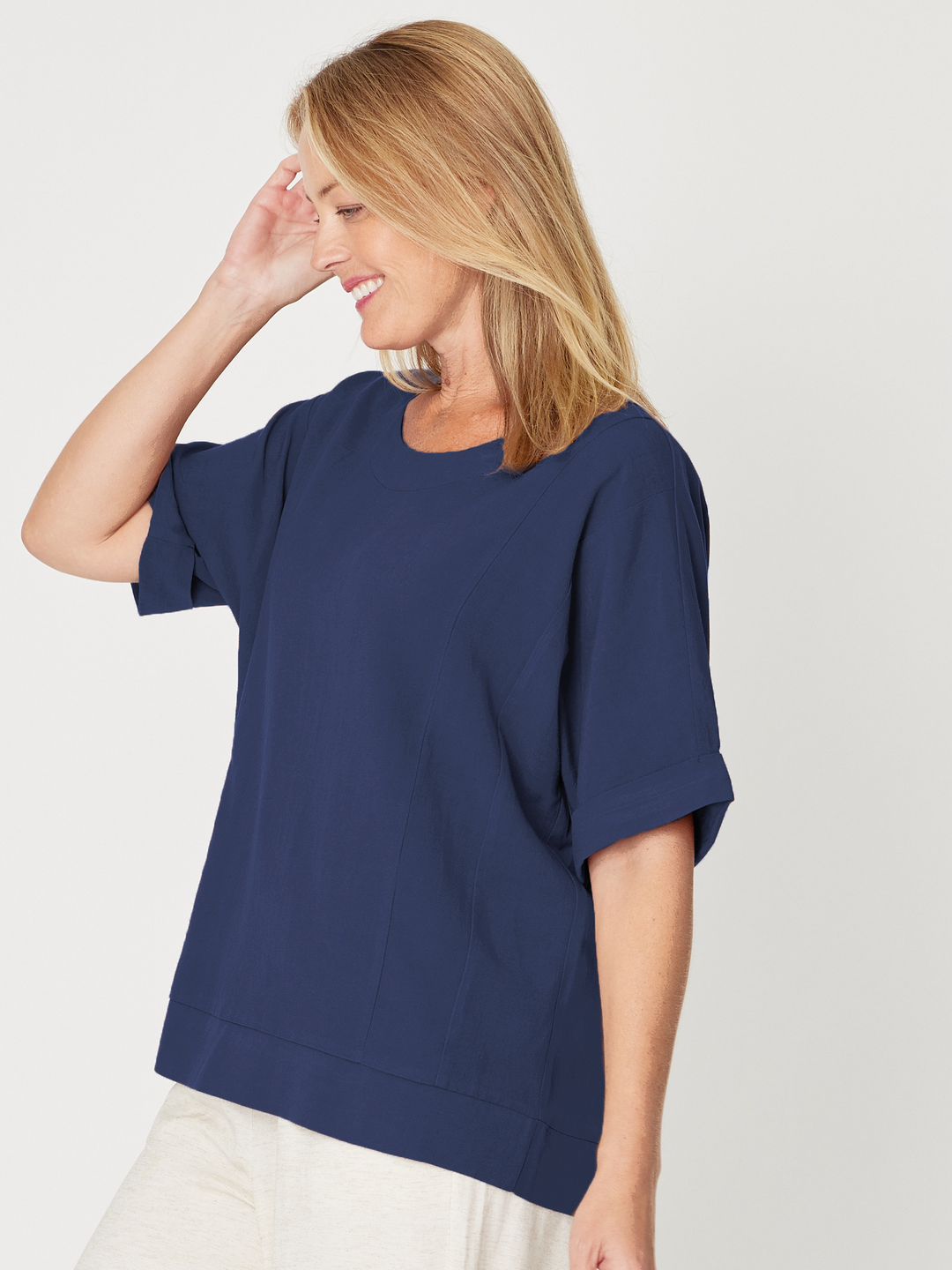 Linen Shores Top - Navy - 31476