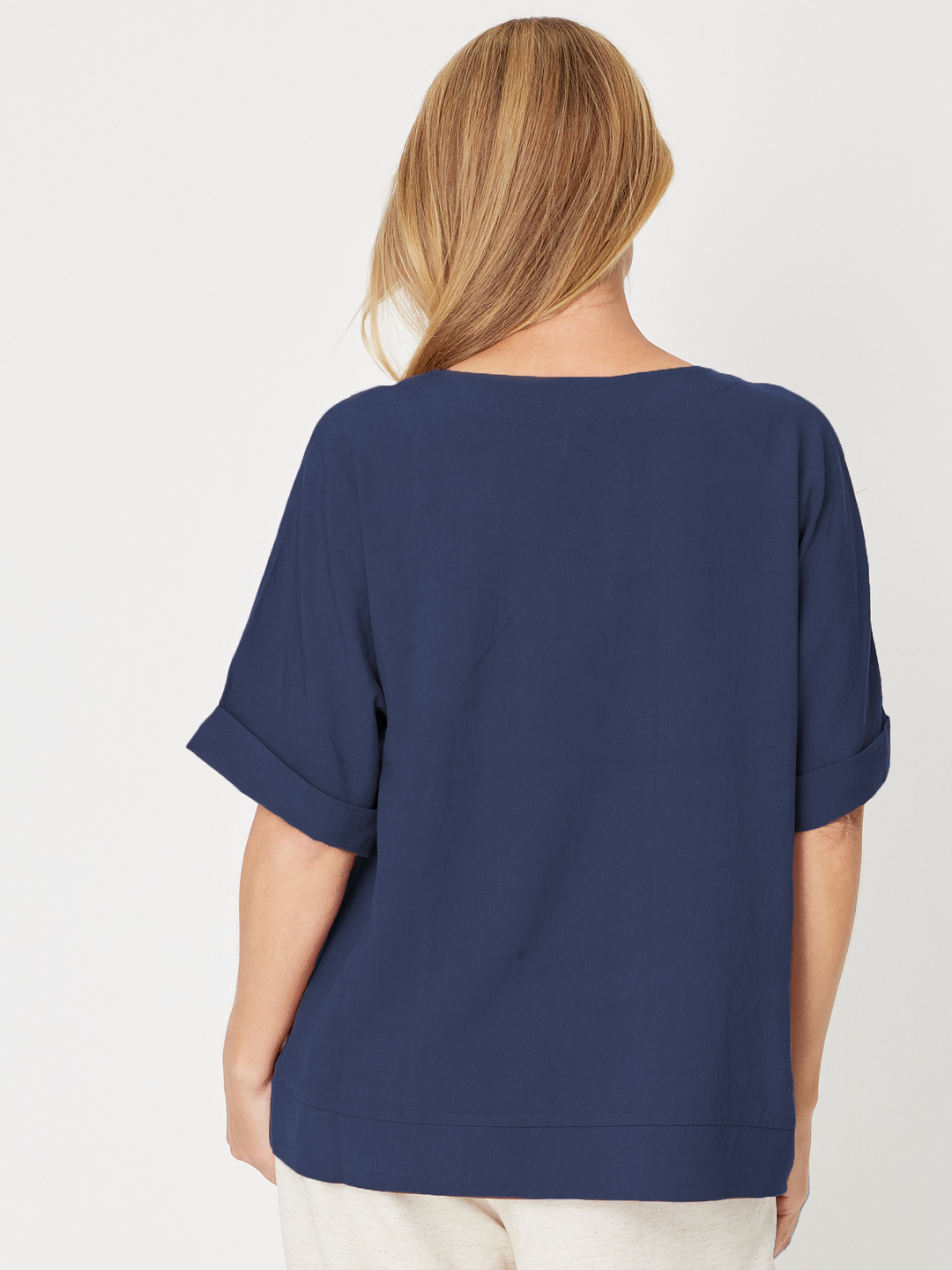 Linen Shores Top - Navy - 31476