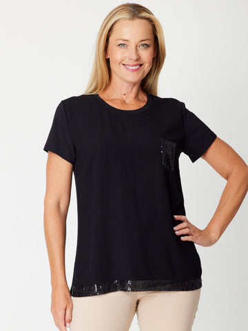Linen Shores Spliced Top - Black - 31478 - 