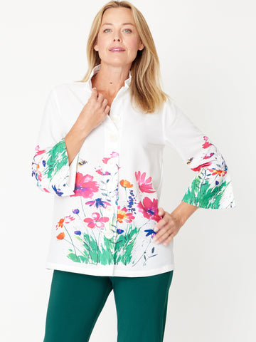 Flowers & Bees Please Shirt - Print - 31522 - Clothes for Senior & Elderly Women