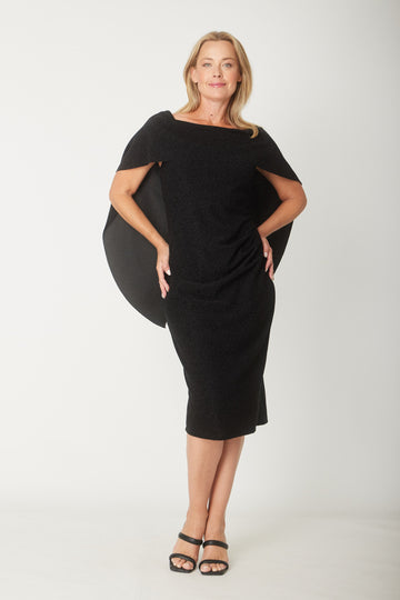 Cape Lurex Dress - Black - 31528 - Clothes for Senior & Elderly Women