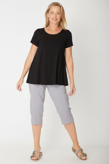 Short Sleeve Margie Swing Top- Black - 31538 - Spring/Summer