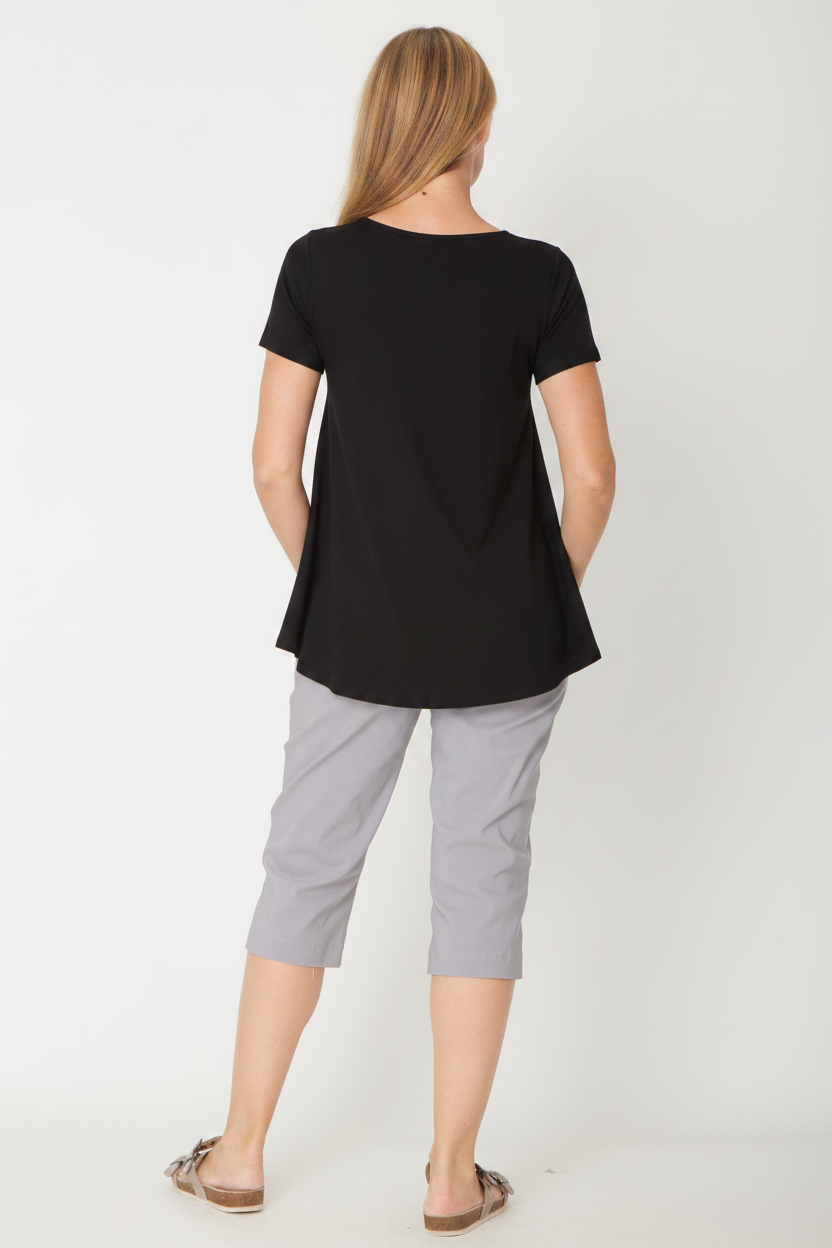 Short Sleeve Margie Swing Top- Black - 31538