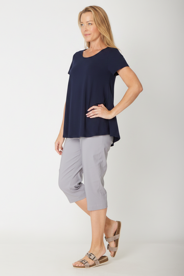 Short Sleeve Margie Swing Top- Navy - 31538 - Spring/Summer