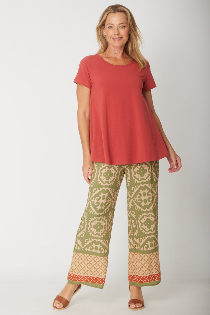 Short Sleeve Margie Swing Top- Terracotta - 31538
