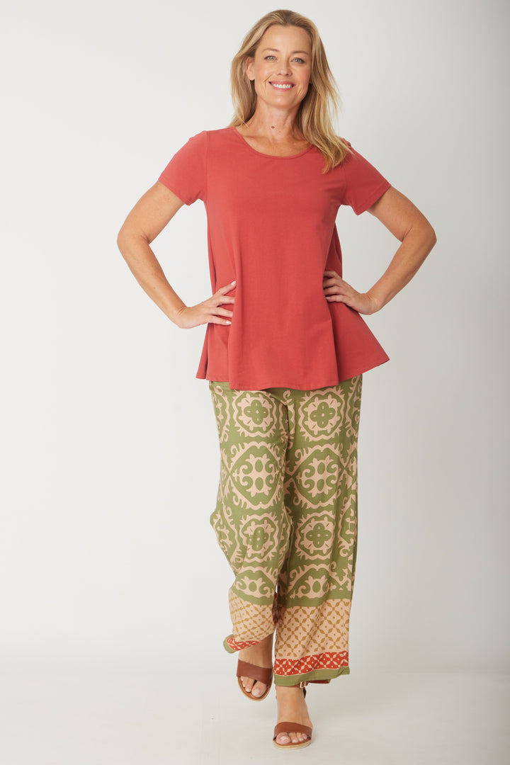 Short Sleeve Margie Swing Top- Terracotta - 31538