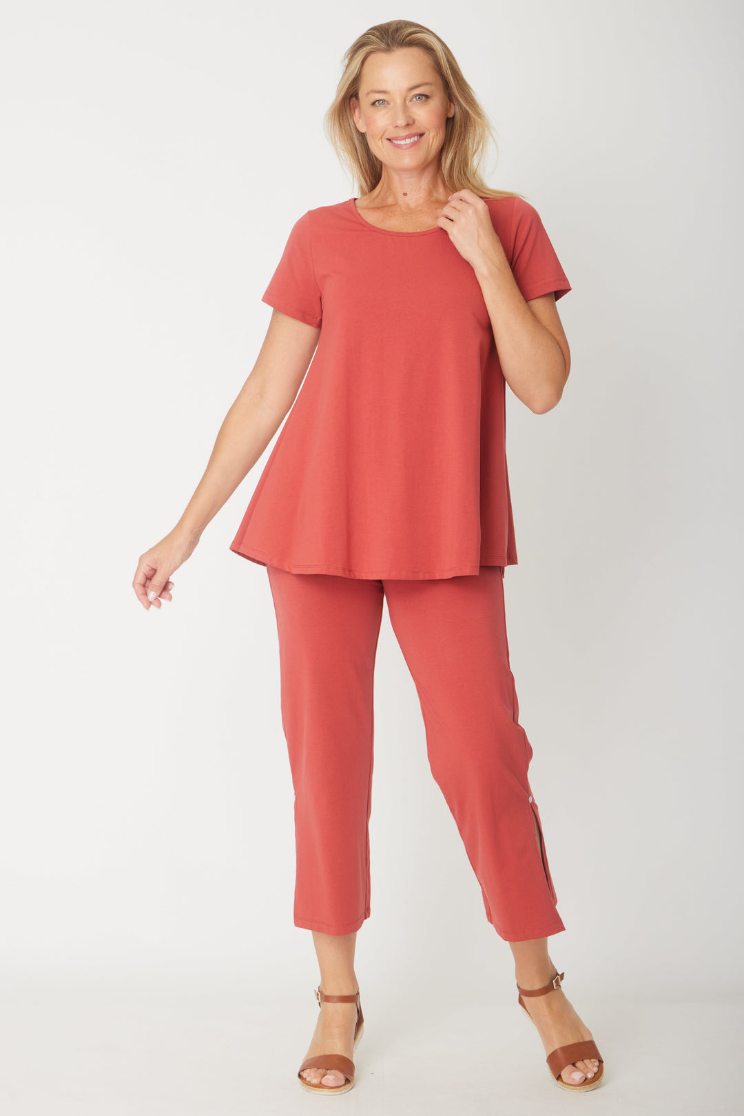 Short Sleeve Margie Swing Top- Terracotta - 31538