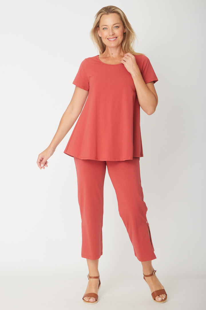 Short Sleeve Margie Swing Top- Terracotta - 31538