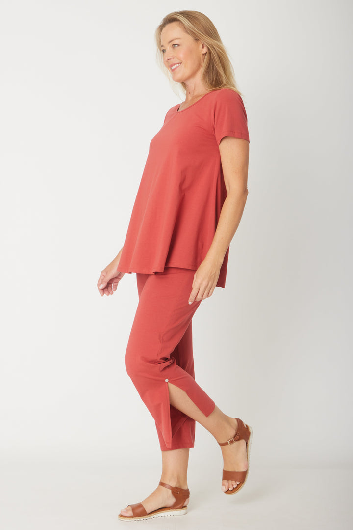 Short Sleeve Margie Swing Top- Terracotta - 31538