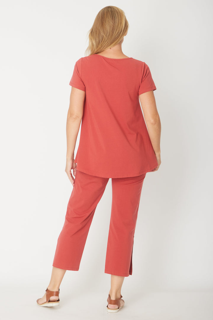 Short Sleeve Margie Swing Top- Terracotta - 31538