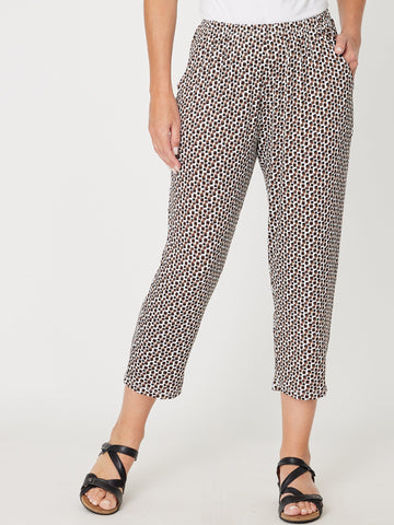 Margie Print 7/8 Pocket Pant - Mocha 31542 - SUMMER