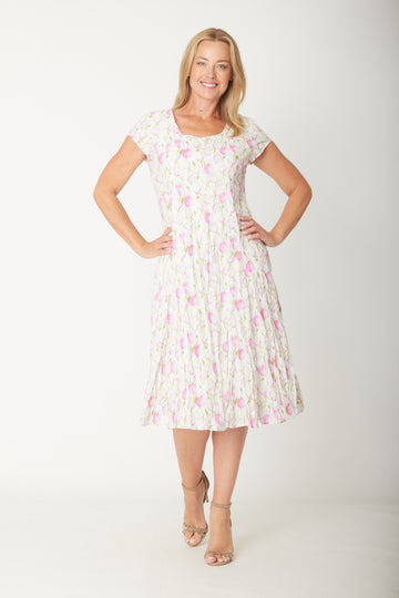 Crinkle Cotton Dress-- Pink - 31543 - 