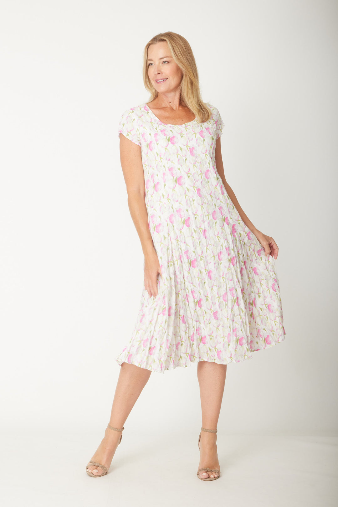 Crinkle Cotton Dress-- Pink - 31543