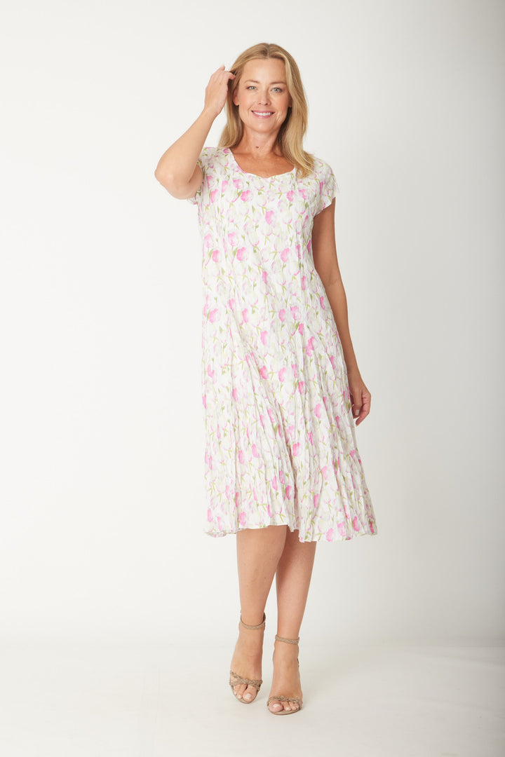 Crinkle Cotton Dress-- Pink - 31543