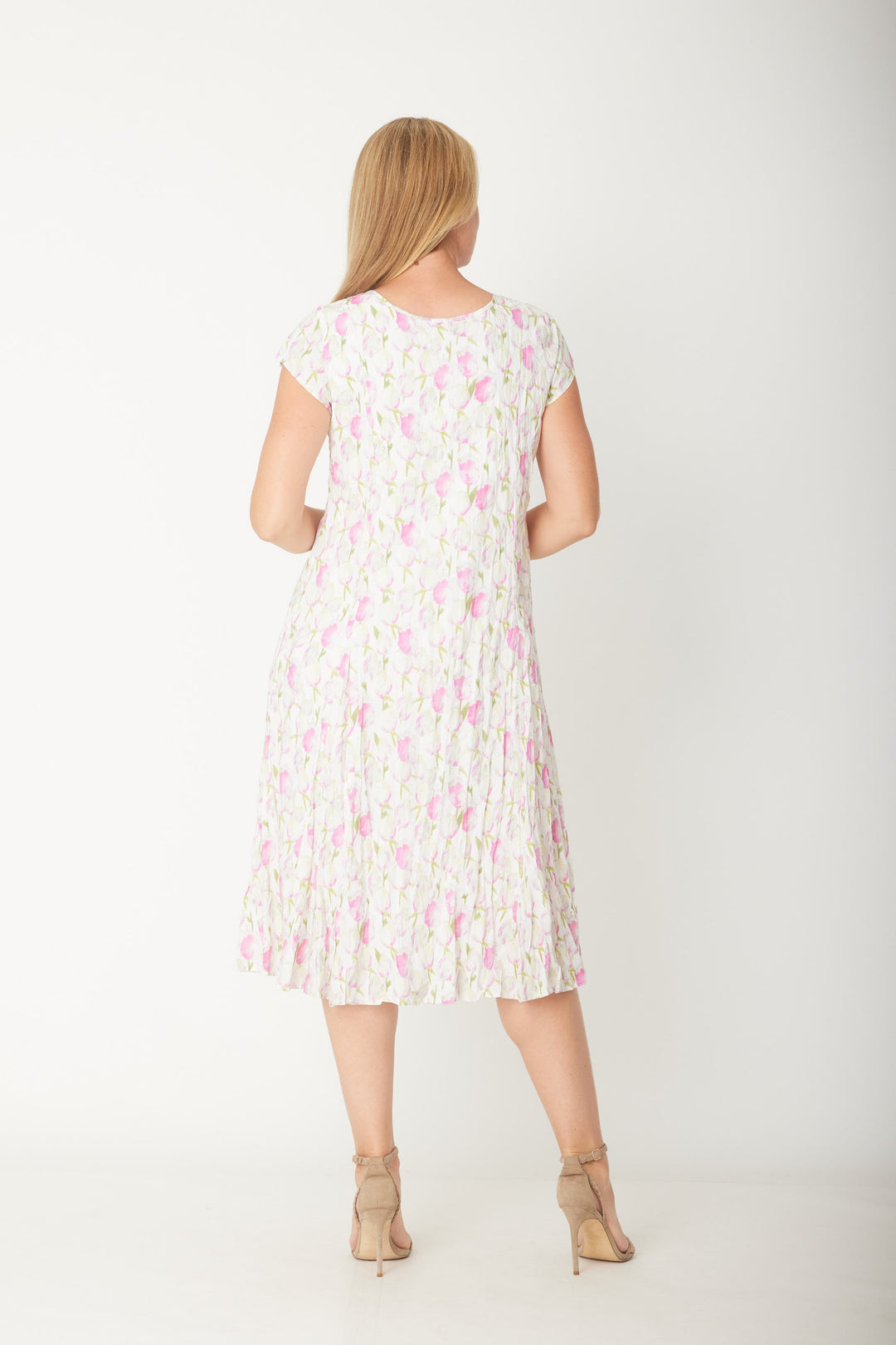 Crinkle Cotton Dress-- Pink - 31543
