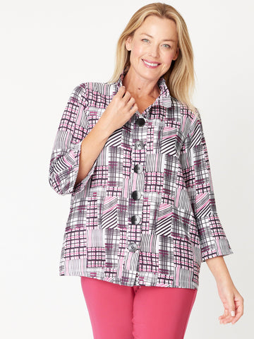 Print Shirt - Pink White- 31567 - Spring/Summer
