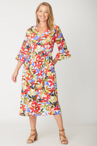 Gemma Ruffle Dress -  Red Print - 31570