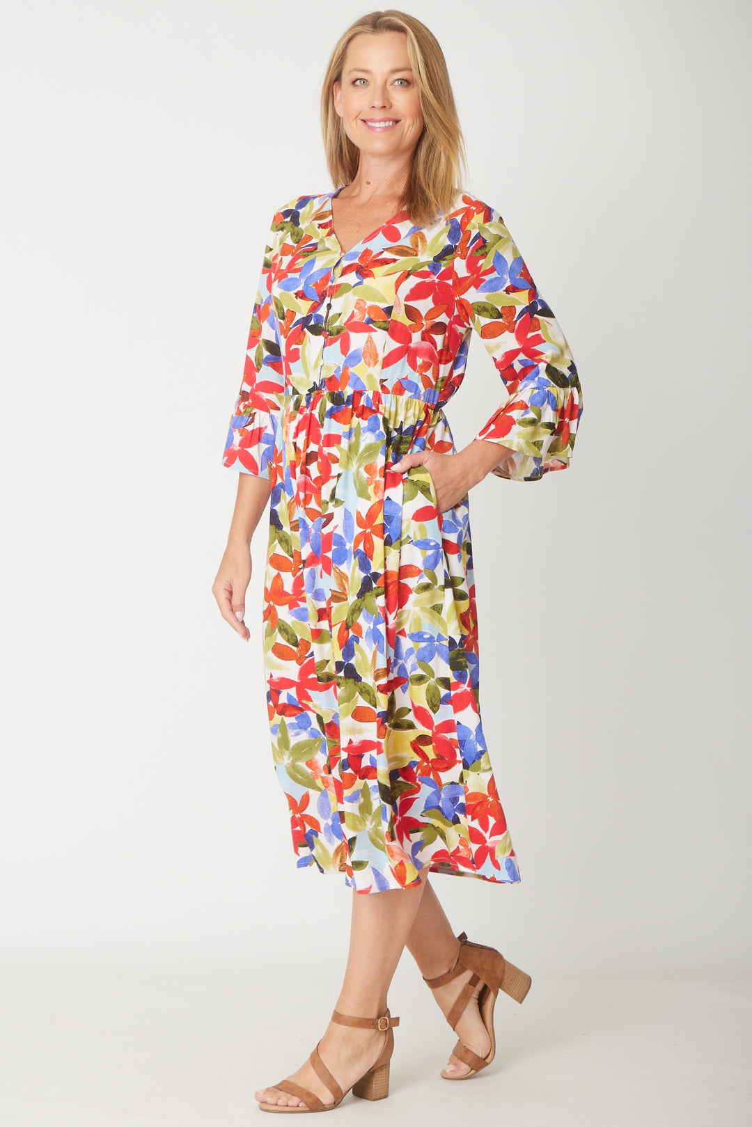 Gemma Ruffle Dress -  Red Print - 31570