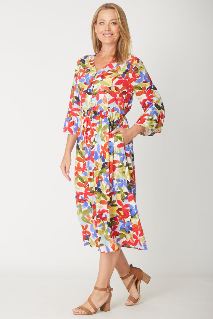 Gemma Ruffle Dress -  Red Print - 31570