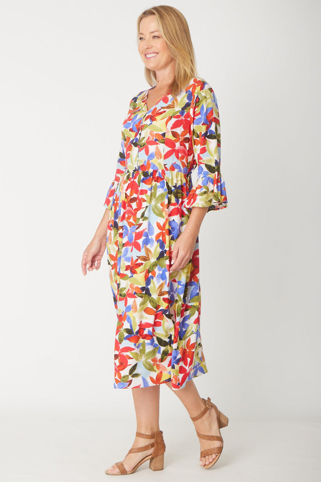 Gemma Ruffle Dress -  Red Print - 31570
