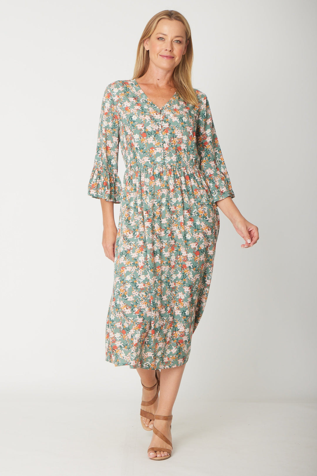 Gemma Ruffle Dress -  Sage - 31570