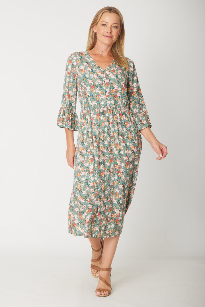 Gemma Ruffle Dress -  Sage - 31570