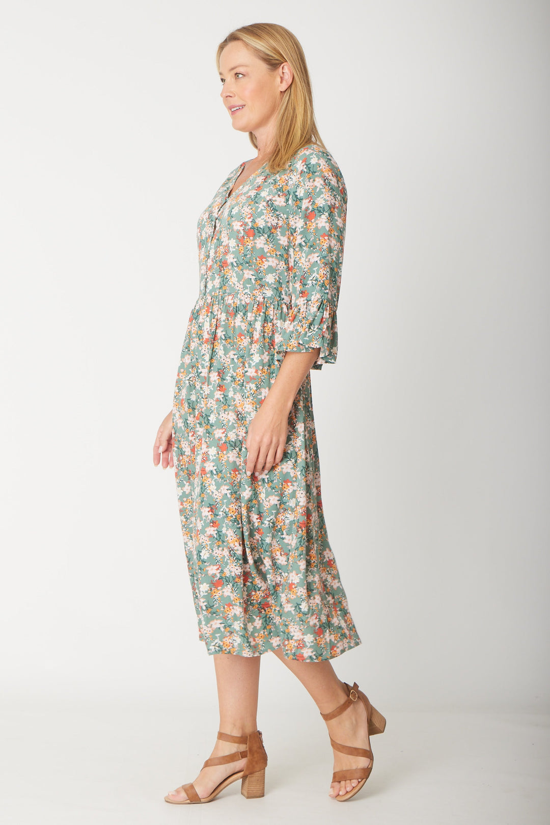 Gemma Ruffle Dress -  Sage - 31570