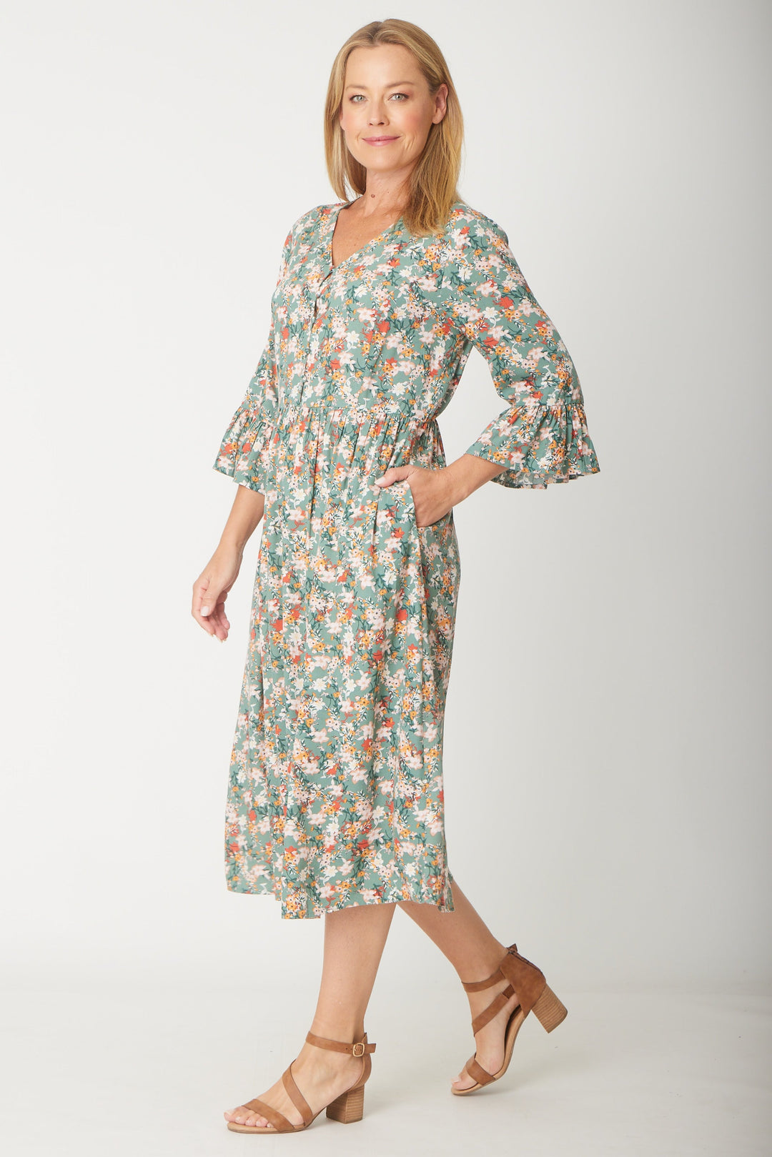Gemma Ruffle Dress -  Sage - 31570