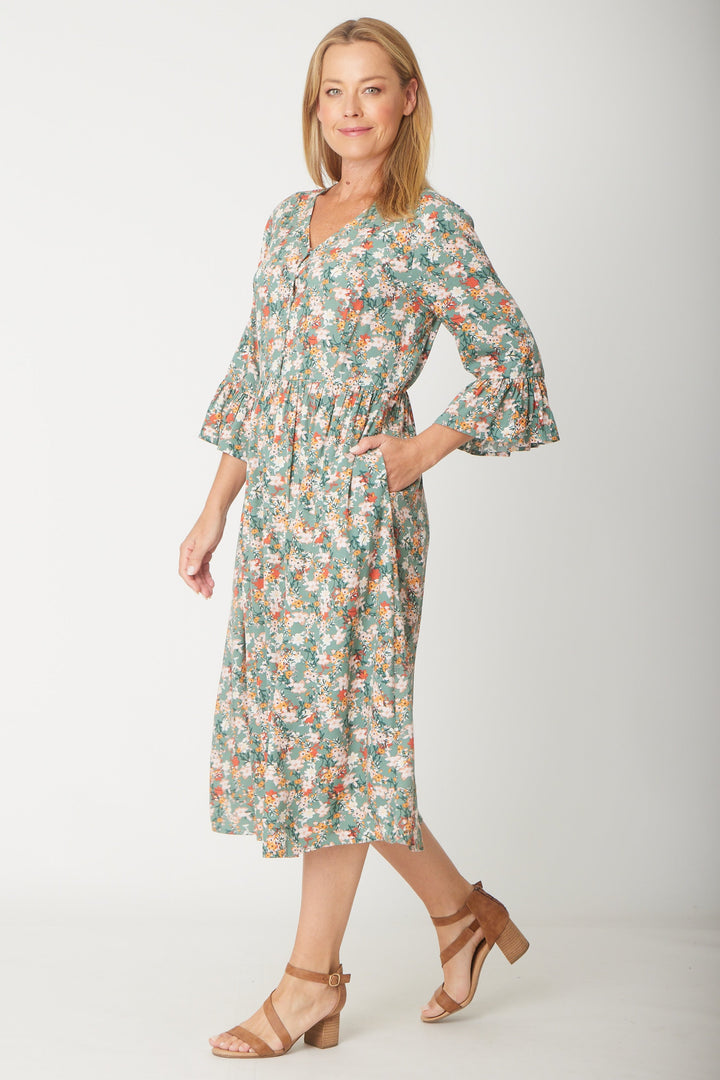 Gemma Ruffle Dress -  Sage - 31570