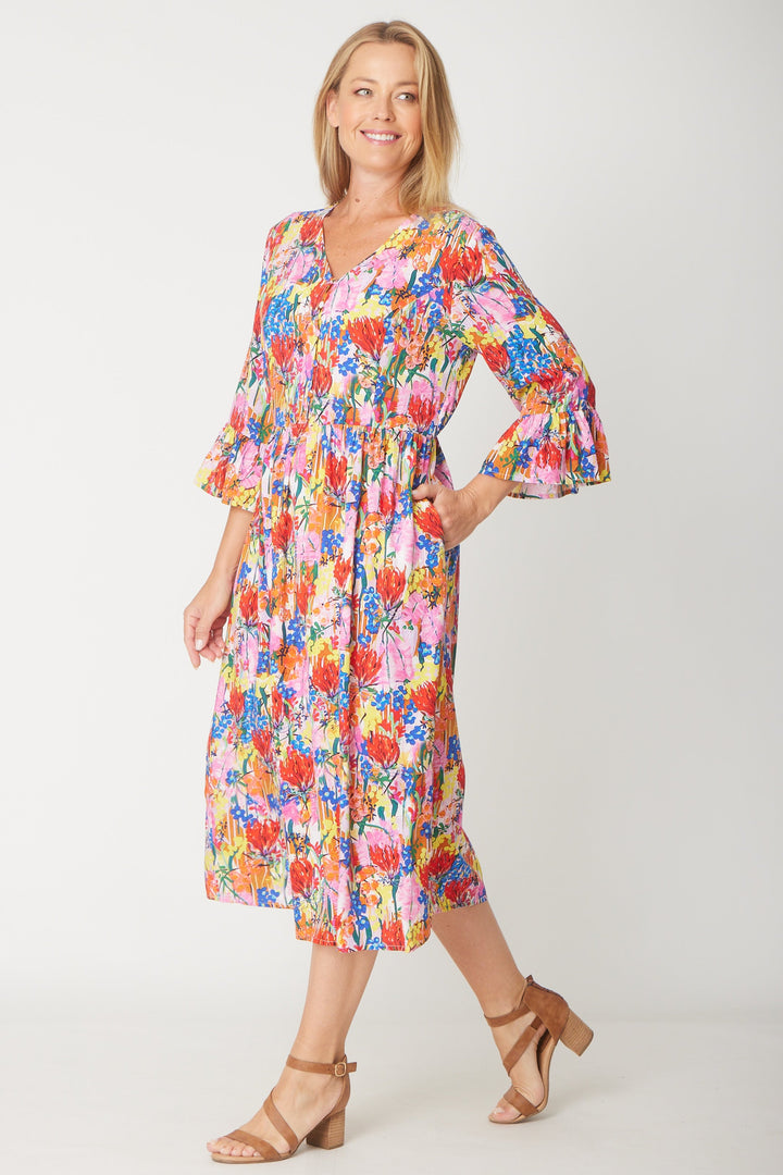Gemma Ruffle Dress -  Multi - 31570