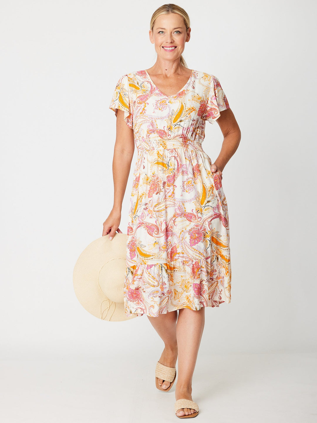 Kiara Fun Pocket Dress-- Melon - 31578