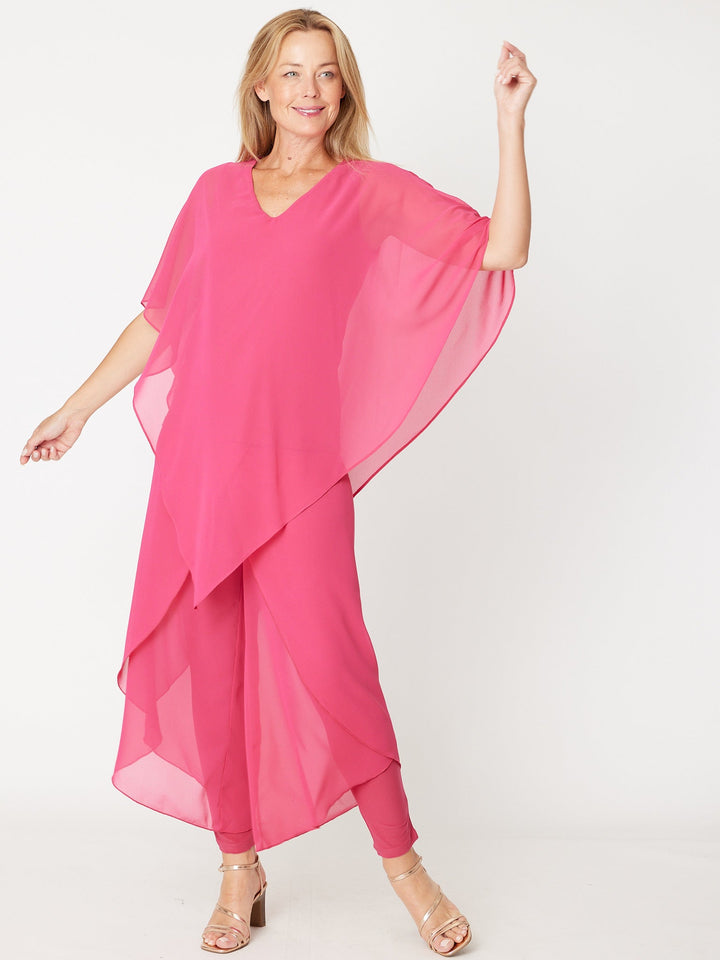 Gilliana Chiffon Overlay Pant - Fushia - 31360